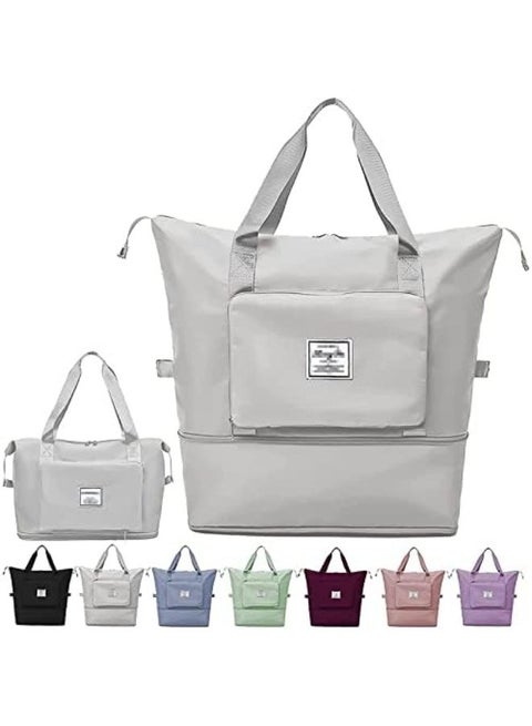 Expandable and foldable travel and sports bag – waterproof and large capacity, unisex (grey)